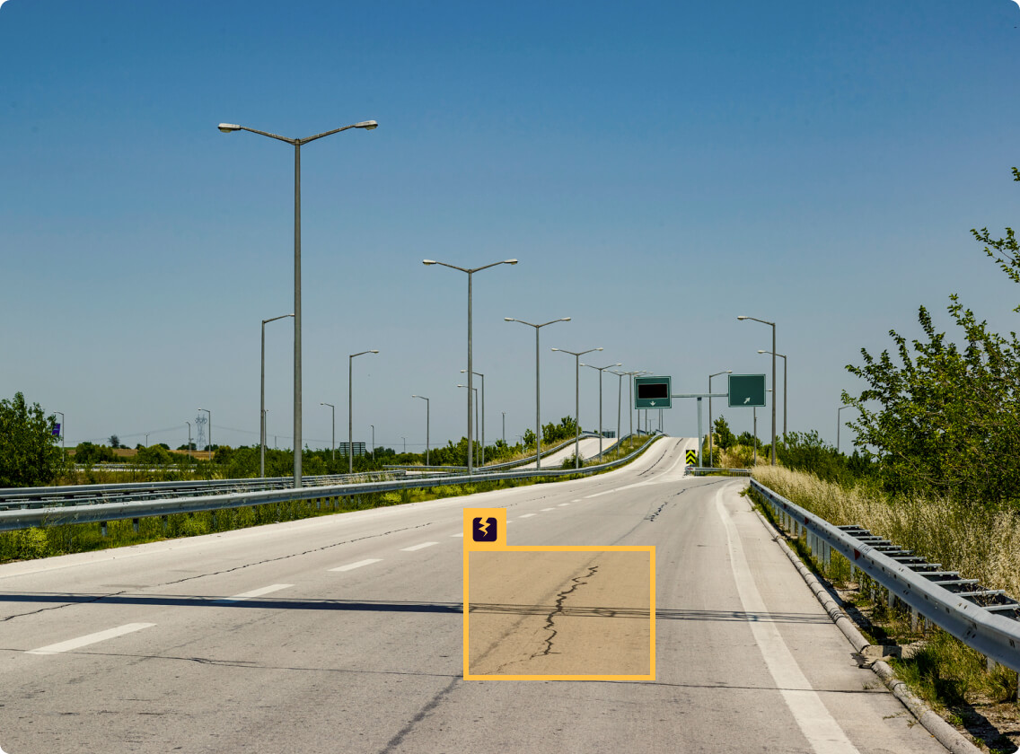A pothole in a road surface detected by Peregrine Vision